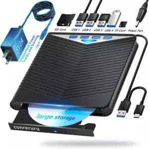 Conerruru 블루레이 외장 드라이브 지원 DVD/CD 플레이어/읽기/쓰기 USB 3.0 /Type-C 블루레이/DVD/CD BD