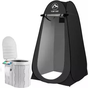 휴대용 변기 키트 팝업 프라이버시 텐트와 푸 젤 가방이 있는 캠핑용 세척 가능한 야외 샤워 탈의실