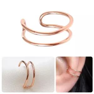 14KGP 기본 두줄 장미골드 링 귀찌 이어커프