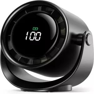 쿠니 데스크 선풍기 LED 디스플레이 미니 테이블 4000mAh 배터리 충전식 개인용 최대 17시간 사용 5배속