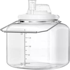 5갤런 대형 발효 병 피클 저울 표시가 있는 넓은 입 밀폐 유리 양조 건조 보관을 위한 스테인리스 손잡이가