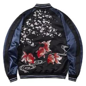 스카잔 빅사이즈 남자 점퍼 캐주얼 블루종 금붕어 간절기 자수 오버핏 봄가을