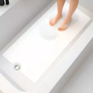 미끄럼 방지 욕조 매트 롤 16인치 x 40인치 흰색 목욕 2개 접착식 비닐 필 및 스틱 샤워 배수구 차단
