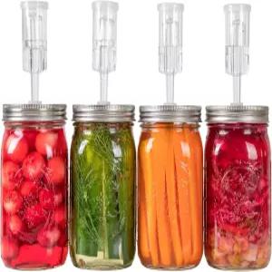 와이드 마우스 메이슨 병용 질모 발효 뚜껑 에어록 및 실리콘 그로밋이 포함된 스테인리스 스틸 키트(병