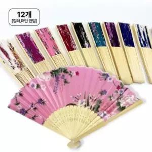 [문구/오피스] 꽃무늬 휴대용 접이식 한지 부채 전통 손부채 접이식 팬