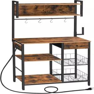 4개의 AC 전원 콘센트가 있는 후브로 베이커 랙 와이어 바스켓이 5단 커피 바 종이 홀더 및 서랍이