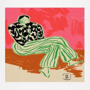 소사이어티6 차분한 여성 초상화 아트 프린트 - 산드라 폴리아코프의 벽 장식 프레임을 위한 맞춤형 트리밍