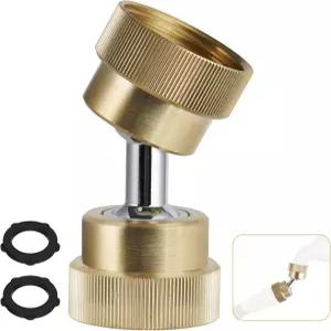 히벤트 가든 호스 어댑터 3/4인치 회전 황동 프로텍터 이중 암수-암수 커넥터(워셔 2개 추가 포함)