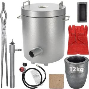 금속 용융로 12kg 프로판 크루서블 및 집게 가마 귀금속용 주조 정제 제련 금 은 주석 알루미늄 용융 도구