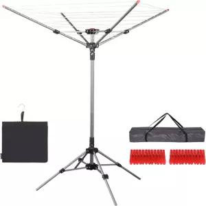 스토 휴대용 우산 빨랫줄 높이 조절 가능한 82피트 회전식 건조대 뒷마당 파티오 발코니 및 캠핑을 위한