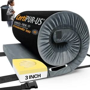 CYMULA 메모리폼 캠핑 매트리스 패드 CertiPUR-US 수면 매트 휴대용 말아 쓰는 숙박용 침대 여행 가방 포함