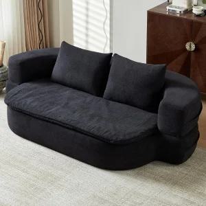 UKMTUET 79인치 컨버터블 접이식 소파 침대 작은 공간을 위한 뼈 없는 베개와 담요가 있는 이불 거실 겸