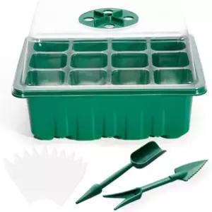 습도 돔과 베이스가 있는 베슬리 3팩 씨앗 스타터 트레이(총 36셀) 재배 시작을 위한 식물 발아 키트 미니