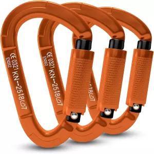 FVW 오토 락킹 암벽 등반 카라비너 클립 UIAA 인증 전문가 25KN(5620파운드) 헤비 듀티 캐리비안 래플링