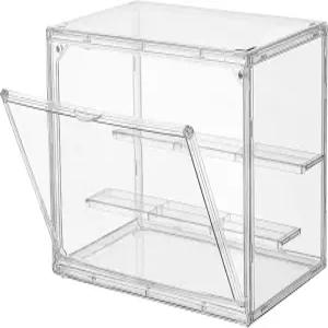 투명 아크릴 디스플레이 케이스 3겹 조절 가능한 박스 스탠드 2개의 이동식 플레이트 소형 조립 쇼케이스