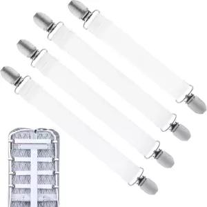 EuphHonycs 4개 조절 가능한 침대 시트 스트랩 신축성 있는 클립 소파 커버 슬립커버 홀더 패스너 쿠션