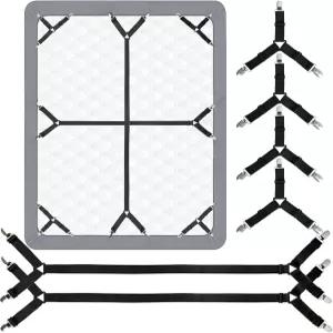 누그 6PCS 침대 시트 스트랩 장착된 조절 가능한 클립 매트리스 핏 수면 경험 향상
