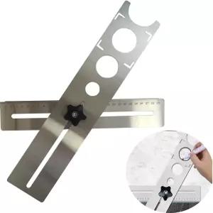 세라믹 타일 홀 로케이터 벽 콘센트 수도꼭지 및 온수기 파이프용 스테인리스 스틸 범용 펀칭 도구 측정