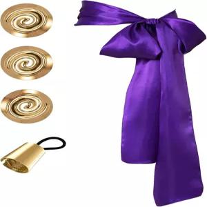 EQVYG 5PCS 할로윈 코스튬 액세서리 여성 퍼플 벨트 골든 스파이럴 브로치 헤어밴드 프린세스 드레스업