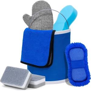 접이식 버킷 보트 스크러빙 브러시 글러브 스커프 스펀지 마이크로파이버 타월이 포함된 오토데코 세척