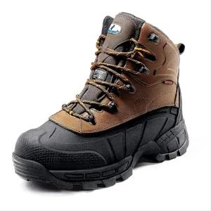 엘발레소 방수 작업화 복합 토슈즈 미끄럼 방지 가죽 건설 부츠 펑크 강철 전기 저항 신발 블랙