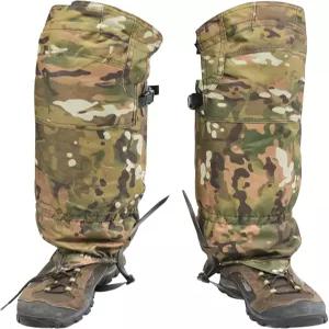 야외 사냥 하이킹 산책을 위한 BZTAC 전술 다리 게이터 하이 무릎 보호 안티 티어 옥스포드 원단 전체 길이