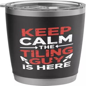 타일 바닥 설치 타일링하는 사람을 진정시켜 스테인리스 스틸 단열 텀블러가 여기 있습니다