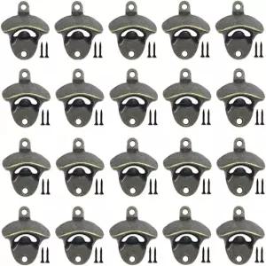 안슬리카 20팩 병따개 벽걸이 바 KTV 호텔 홈용 나사가 달린 빈티지 맥주병따개 (브론즈)