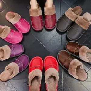 소가죽 실내화 방한화 슬리퍼 거실화 할머니