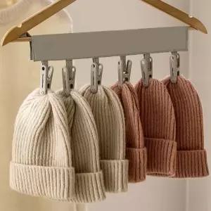 장만A734 휴대용 빨래집게 클립걸이 6구 찍찍이부착 옷걸이 바지걸이 모자걸이