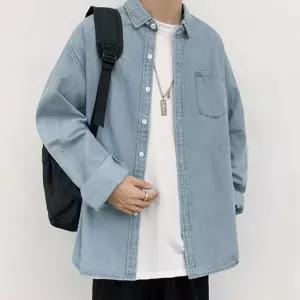 기본 깔끔한 청남방 빅사이즈 데님셔츠 루즈핏 캐주얼 여자와이셔츠