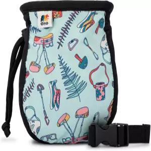 오소 서플라이 - 암벽 등반 초크 백 누수 없는 드로스트링 클로저 조절 가능한 퀵 클립 벨트 헬스 클라이밍