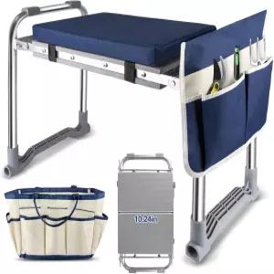 접이식 정원 무릎 보호대와 좌석 및 허리 을 예방하기 위한 두껍고 넓은 소프트 패드 대형 도구 파우치