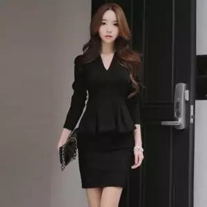 미니원피스 슬림핏 H 라인 하객 가을 브이넥 프릴 파티룩