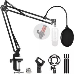 블루 예티용 마이크 스탠드 윈드스크린 및 이중 레이어 스크린 팝 필터 헤비 듀티 붐 가위 팔 방송