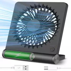 소형 책상 선풍기 충전식 USB 배터리 작동 초소음 강풍 3단 여행용