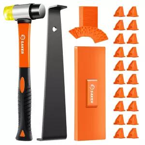 세이커 라미네이트 바닥재 도구 60개의 스페이서가 있는 63피스 목재 설치 키트 탭핑 블록 풀 바 고무 망치