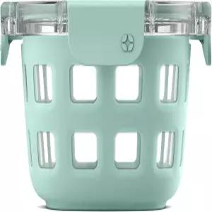 엘로 듀라글라스 원형 유리 식품 보관 용기 - 실리콘 슬리브와 밀폐 뚜껑이 있는 식사 준비 그릇 2컵 유카