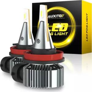 AUXITO H11 H8 H16 LED 안개 전구 400 밝기 초밝기 6500K 쿨 화이트 플러그 앤 플레이 팬리스 할로겐 교체