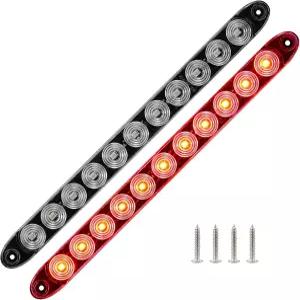 PVerandio 15.5인치 빨간색 LED 트레일러 라이트 바 클리어 렌즈 스톱 턴 테일 레드 파크 3rd 브레이크