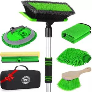 긴 손잡이가 있는 62인치 세차 브러시 부드러운 칫솔모 스크래치 없는 청소 디테일 키트 미트 타월 앞유리