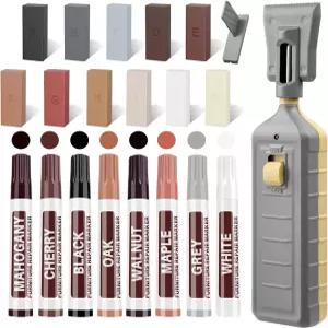 열 펜이 있는 하드우드 바닥 수리 키트 라미네이트 비닐 11가지 색상 리놀륨 하드 왁스 가구 터치업 마커