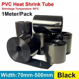 투명수축튜브 18650 리포 배터리 PVC 열 수축 튜브 팩 절연 필름 랩 리튬 케이스 보호 케이블 블랙 70mm~50