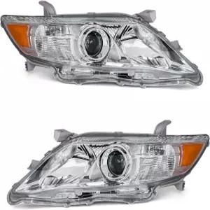 2010년식 2011년식 토요타 캠리 헤드라이트 크롬 하우징 앰버 리플렉터 클리어 렌즈 운전석 및 조수석