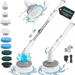 헬퍼 전기 스핀 스크러버 Kh8 무선 샤워 8 교체 헤드 1.5H 욕실 이중 속도 욕조 타일 바닥을 위한 연장