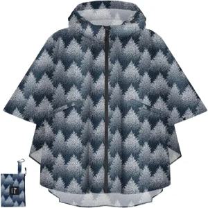 포켓과 지퍼가 달린 Pteromy 후드 레인 폰초 남녀용 방수 경량 레인코트
