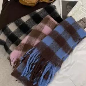 체크 머플러 두꺼운 여성 남성 보온 목도리