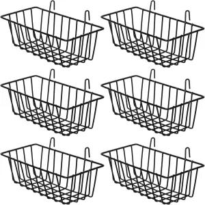 6팩 와이어 바구니 벽 그리드 패널 정리용 걸이 주방용 디스플레이 월 홈 데코 액세서리 블랙