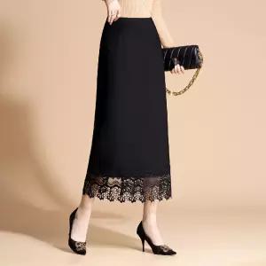 여자 스커트 검정 가을 일자 데일리 힙업 원턱 레이스 H라인 SPO마켓3