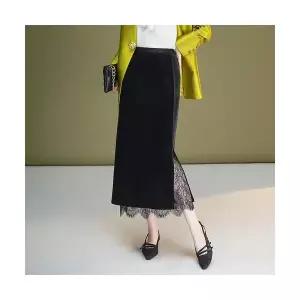 여자 데일리 H라인 스커트 가을 레이스 벨벳 힙업 원턱 일자 SPO마켓3